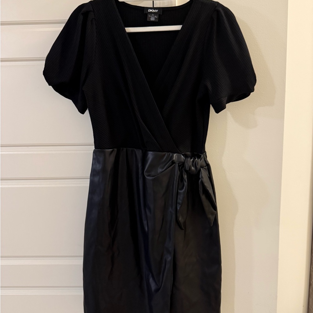 DKNY Black Puff Sleeve Mini Dress